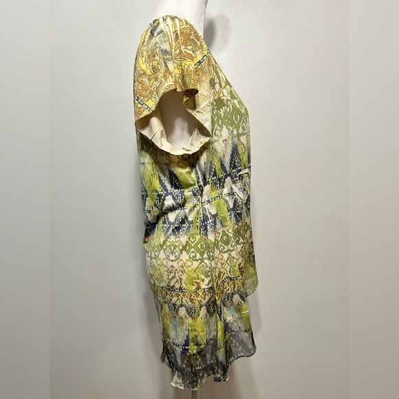 Y2K Vintage Boho Tiered Blouse Fairycore Forest Geometric Artsy Eclectic - Picture 7 of 11